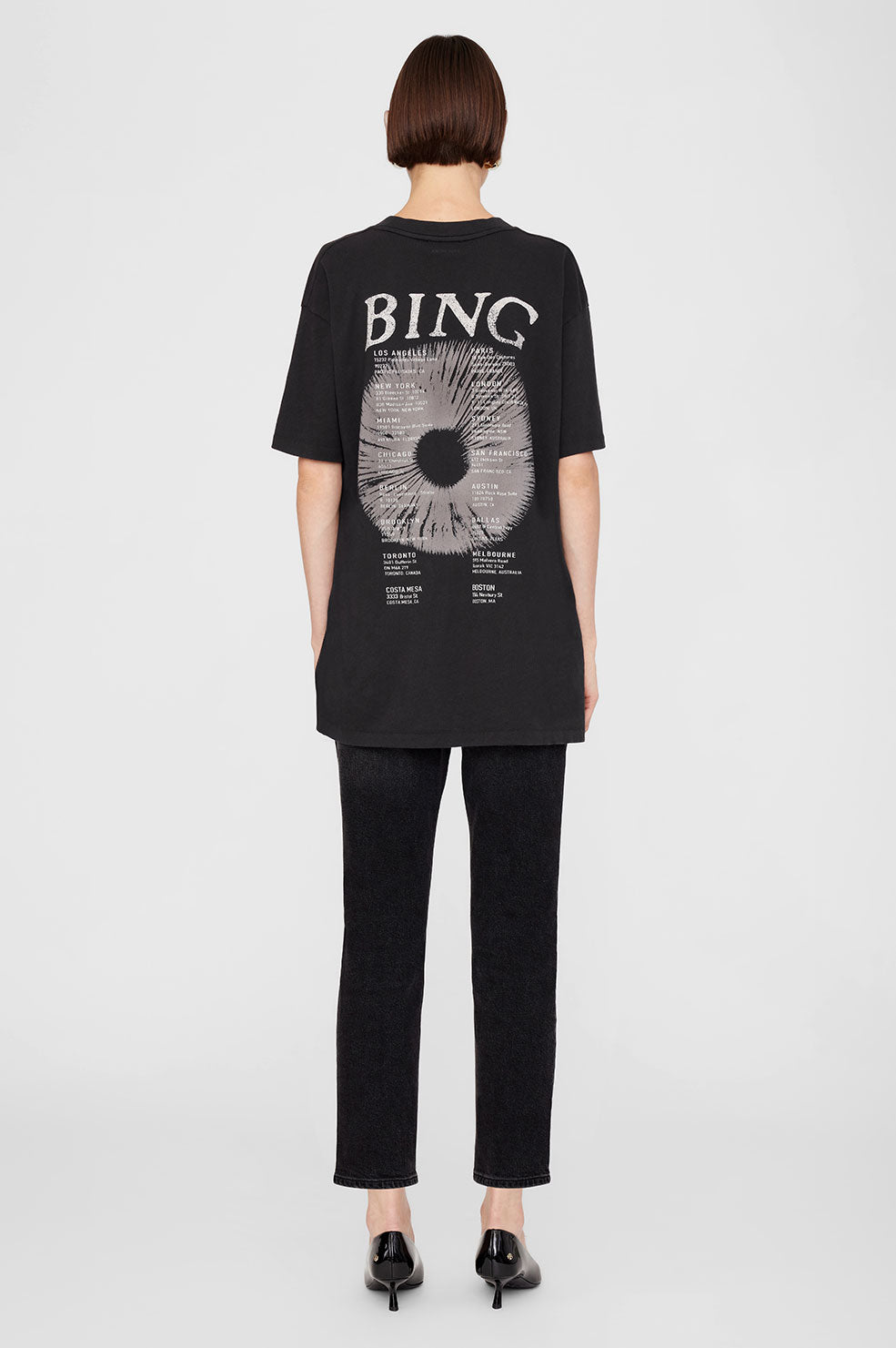 ANINE BING Walker Tee Band - Black - On model Back