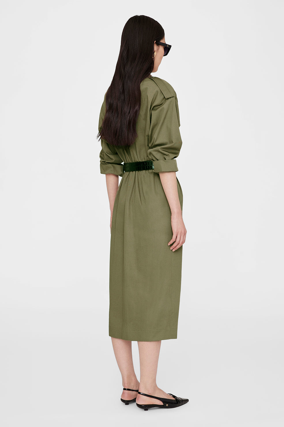 ANINE BING Zelda Dress - Olive - On Model Back