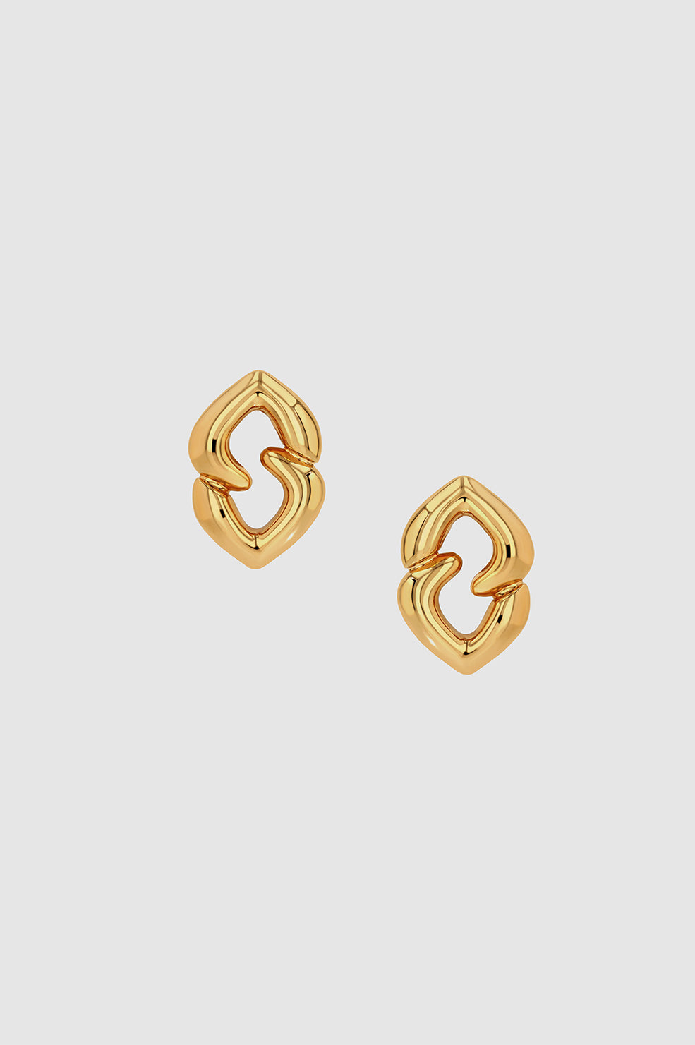 ANINE BING Abstract Heart Earrings - Gold - Front View