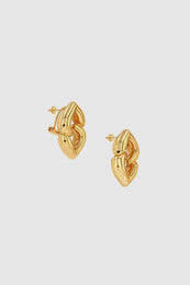 ANINE BING Abstract Heart Earrings - Gold - Side View