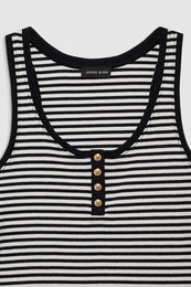 ANINE BING Alessia Tank - Cream And Black Stripe - Detail View