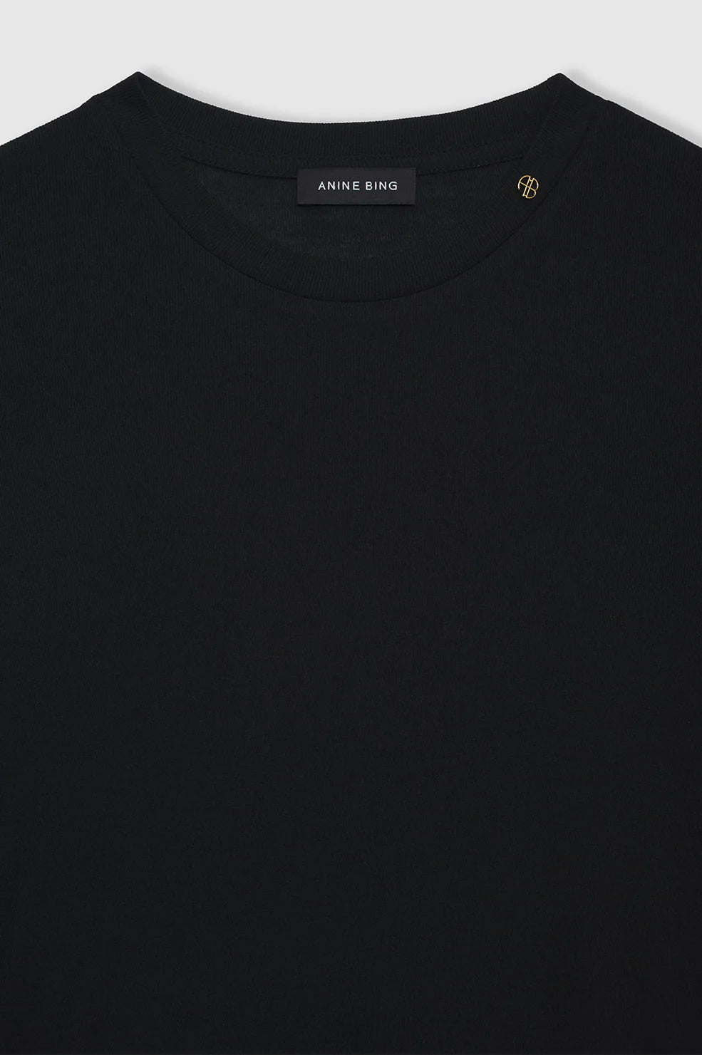 ANINE BING Amani Tee - Black Cashmere Blend - Detail View