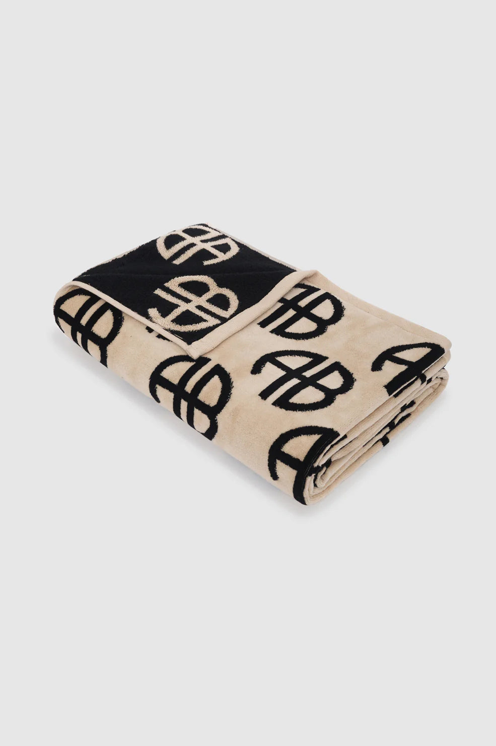 ANINE BING Bahia Towel - Beige Monogram Print - Detail View