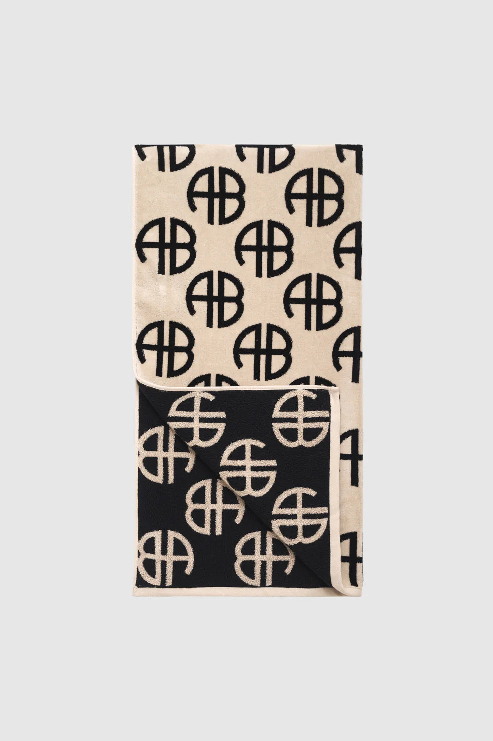 ANINE BING Bahia Towel - Beige Monogram Print - Front View