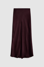 ANINE BING Bar Silk Skirt - Bordeaux - Front View