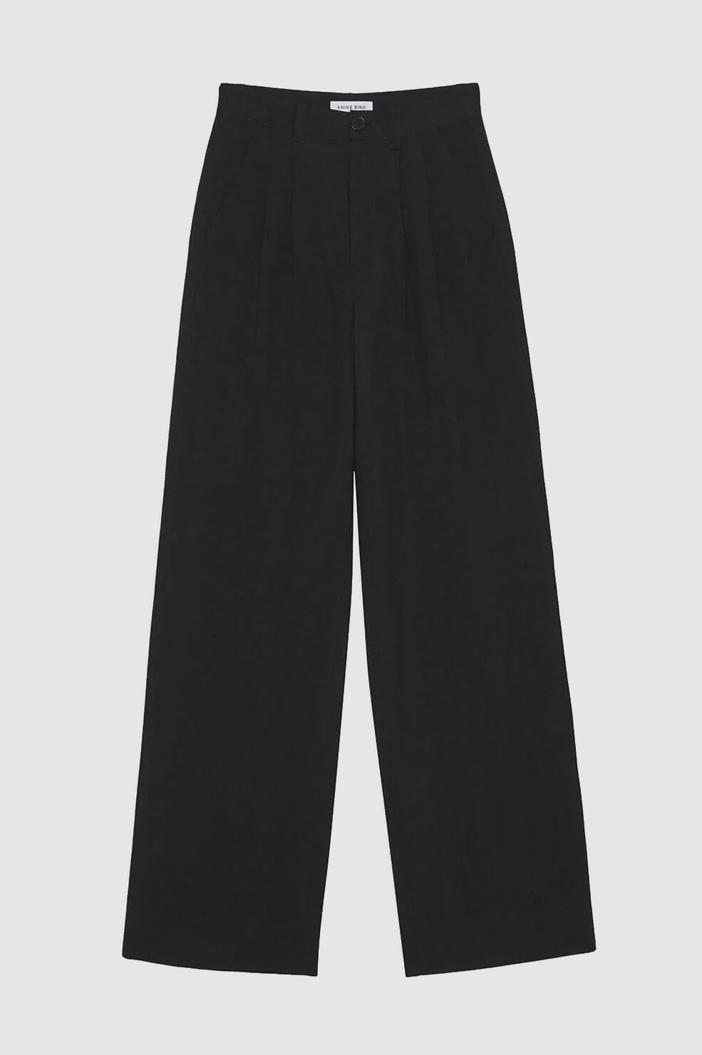 ANINE BING Carrie Pant - Black Linen Blend - Front View