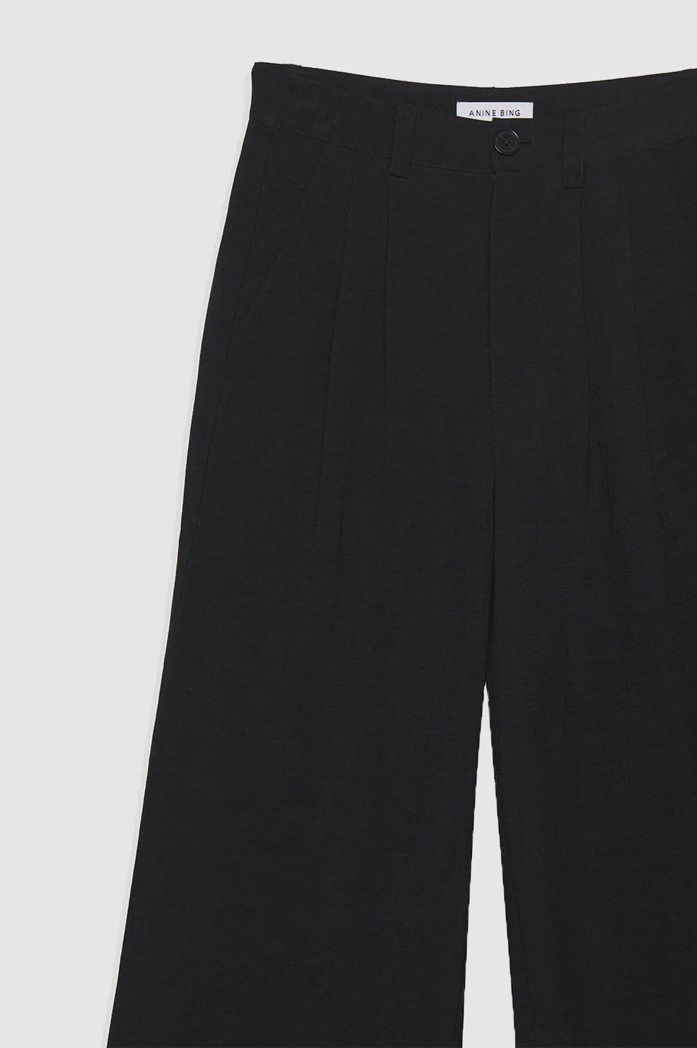 ANINE BING Carrie Pant - Black Linen Blend - Detail View