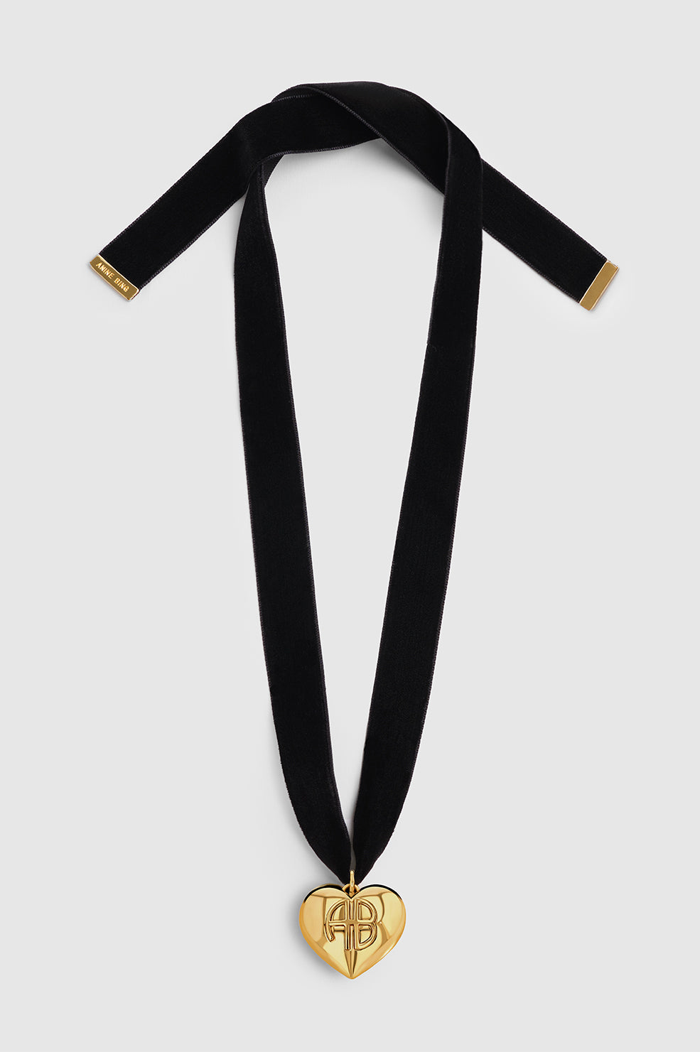 Chunky Heart Velvet Choker - Black And Gold