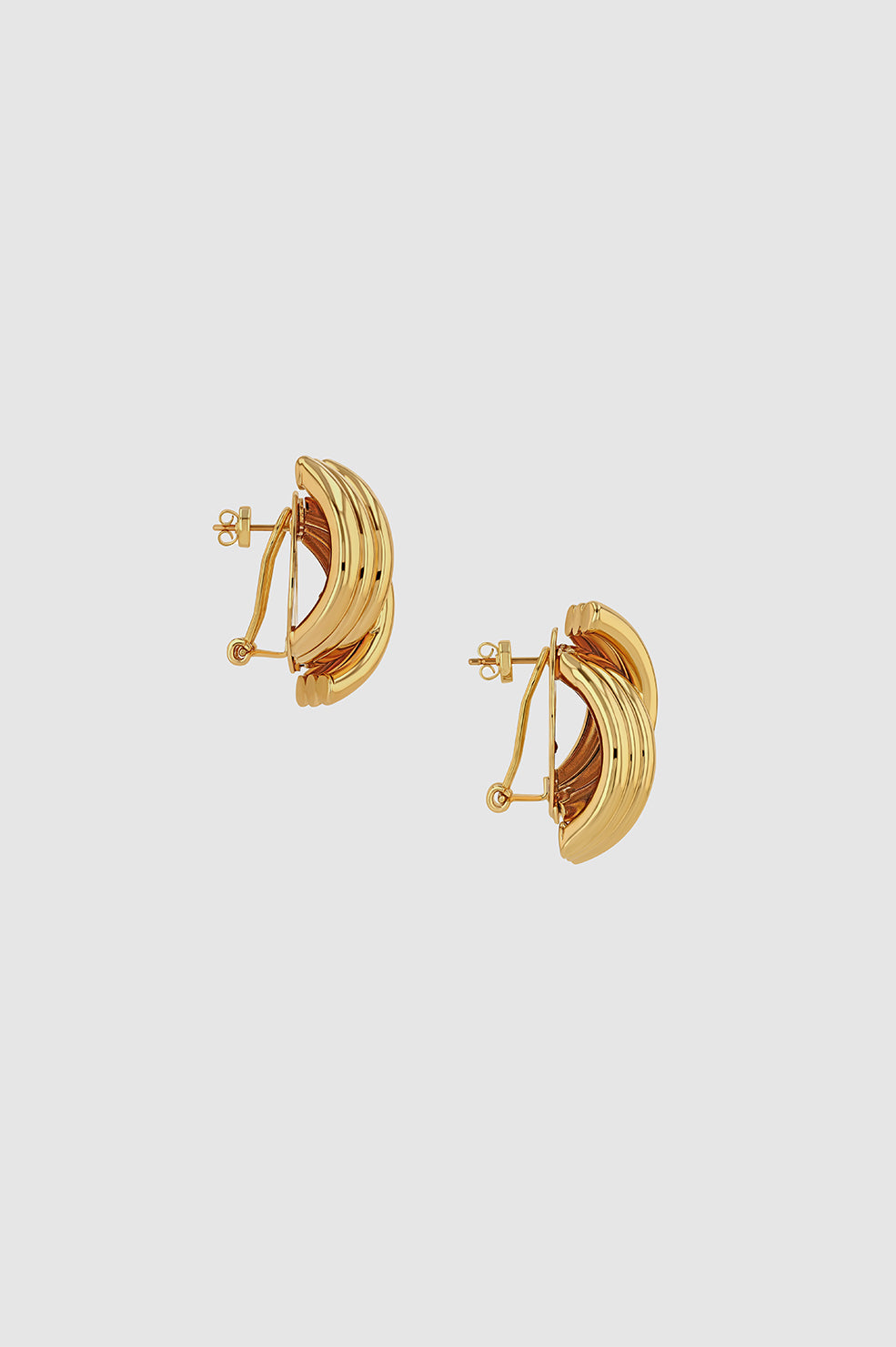 ANINE BING Crossover Ribbed Earrings - Gold - Side View