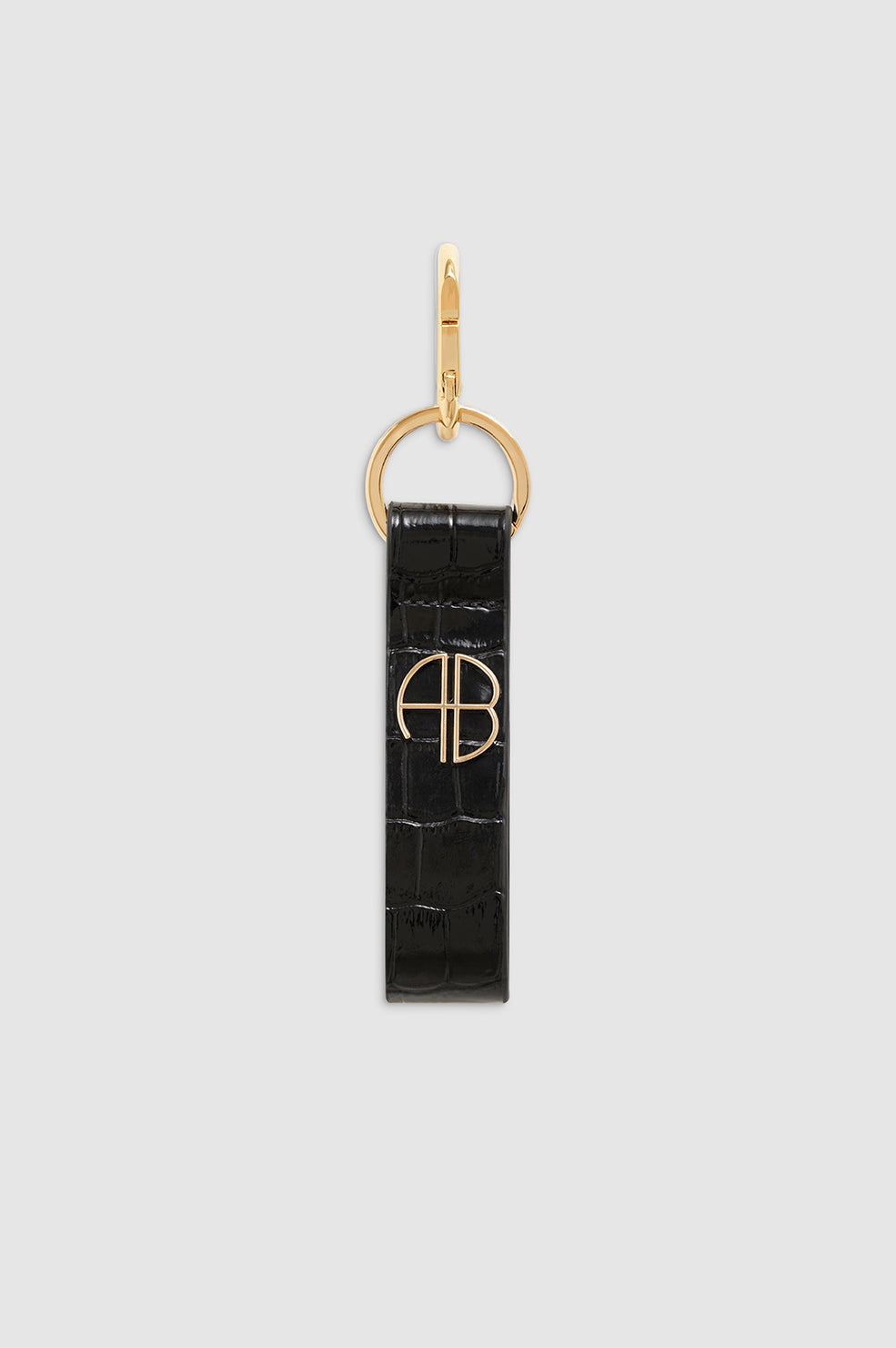 ANINE BING Cruise Key Chain - Black Embossed - Front View