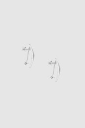 ANINE BING Curved Rectangle Earrings - Silver - Side View