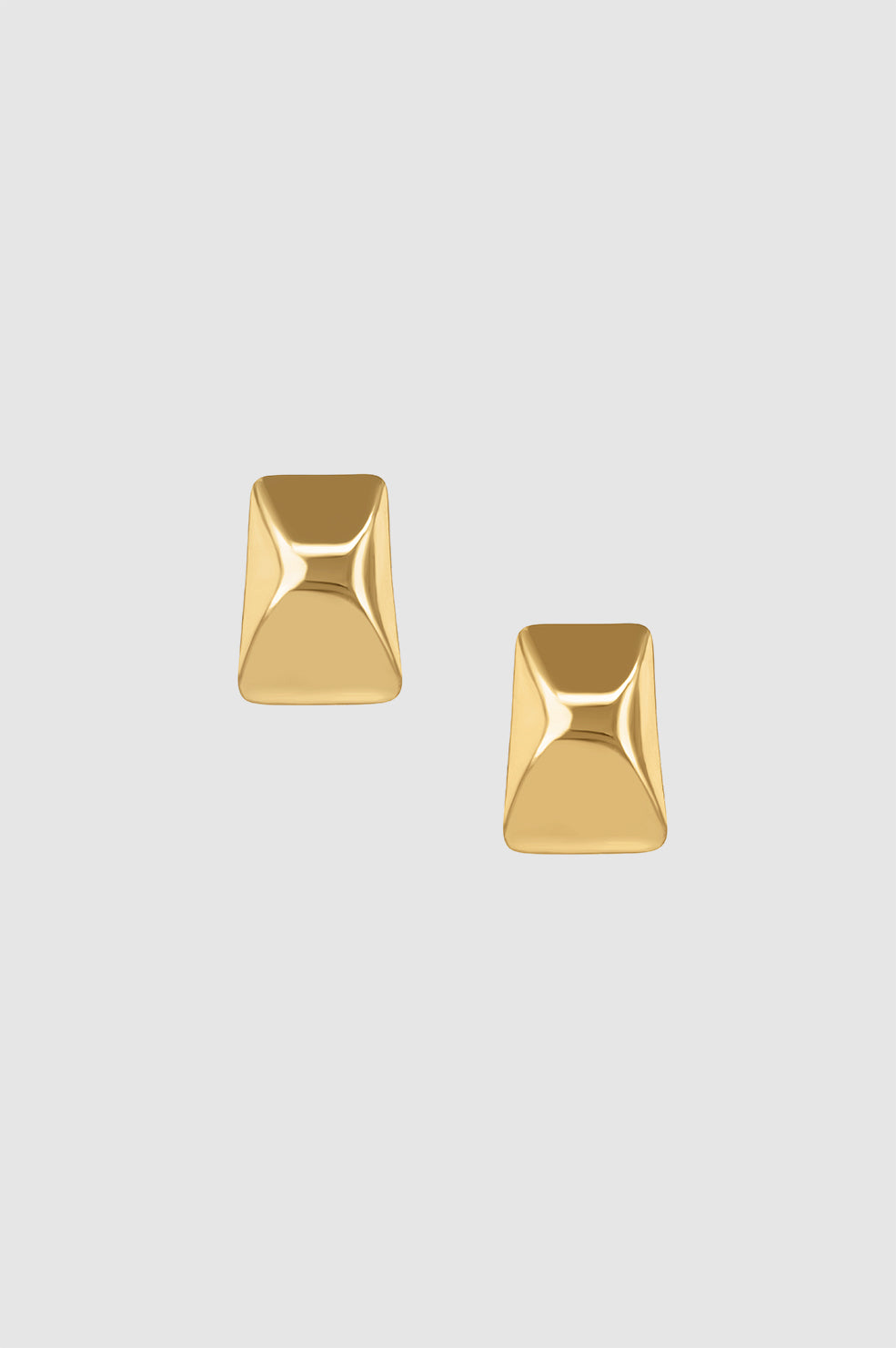 ANINE BING Curved Rectangle Earrings - Gold - Front View