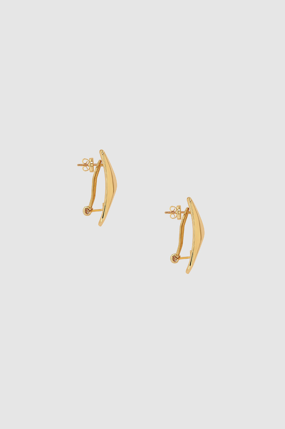 ANINE BING Curved Rectangle Earrings - Gold - Side View