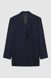 ANINE BING Declan Blazer - Navy Pinstripe - Front View