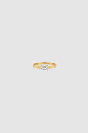 ANINE BING Delicate Baguette Diamond Pinky Ring - 14k Gold - Front View