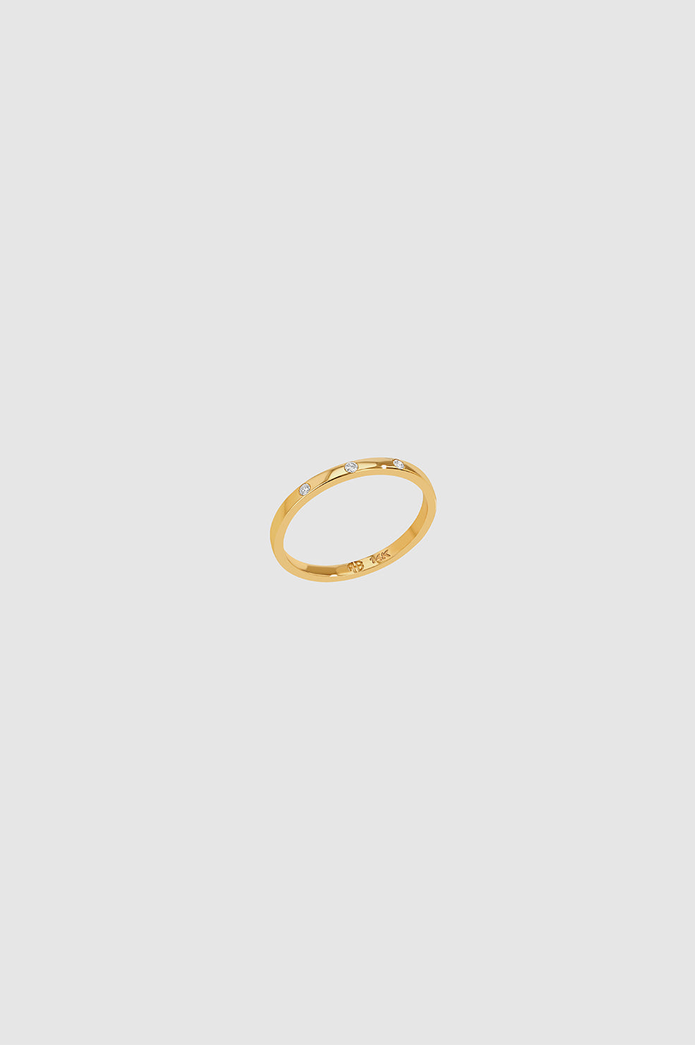 ANINE BING Delicate Diamond Band Pinky Ring - 14k Gold - Side View