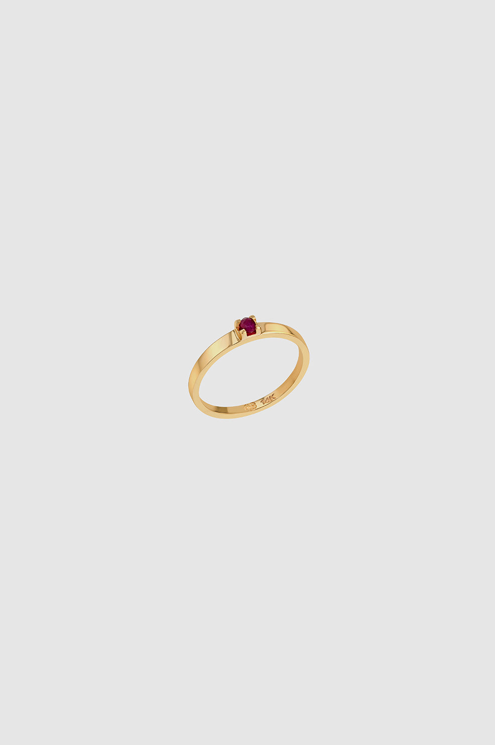 Delicate Ruby Pinky Ring - 14k Gold