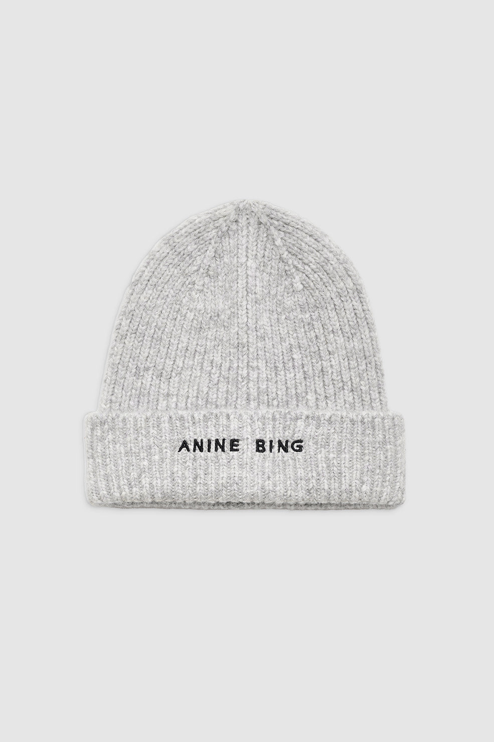 ANINE BING Elia Beanie - Light Heather Grey - Front View