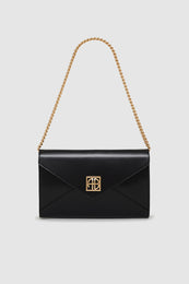 ANINE BING Elly Clutch - High-Shine Black - Second Front View  