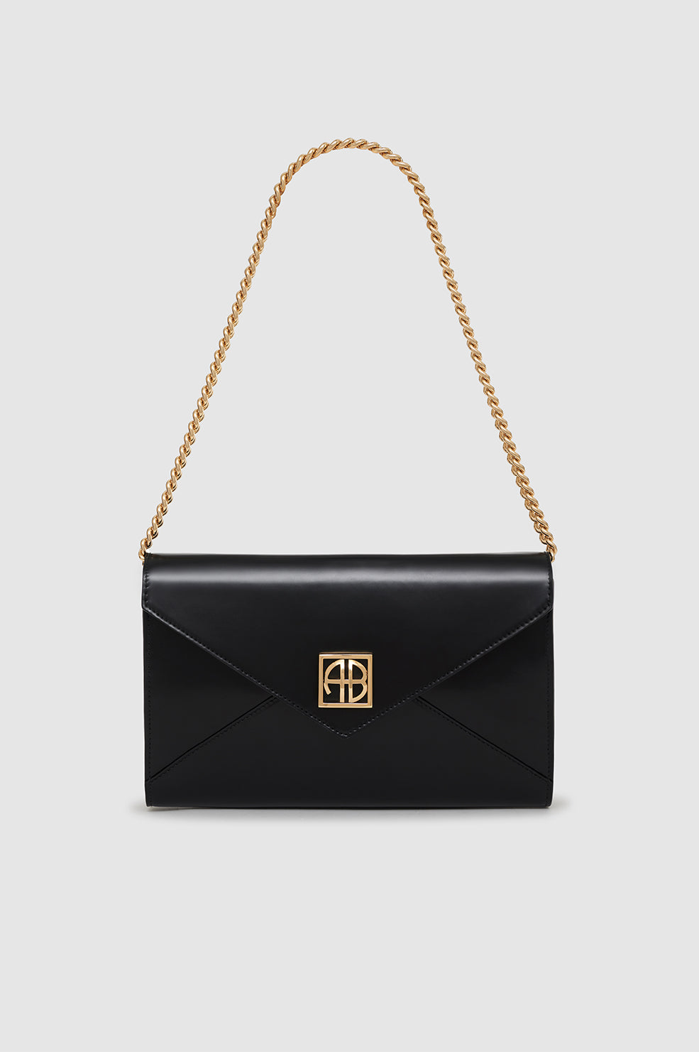 ANINE BING Elly Clutch - High-Shine Black - Second Front View  