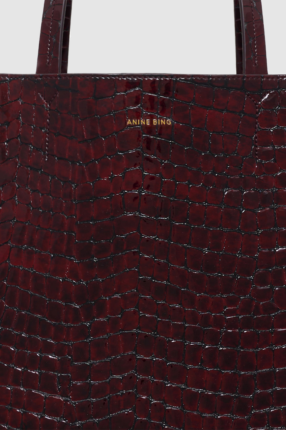 ANINE BING Elly Tote - Burgundy Embossed - Detail View