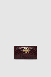 ANINE BING Elly Wallet - Burgundy Embossed - Front View