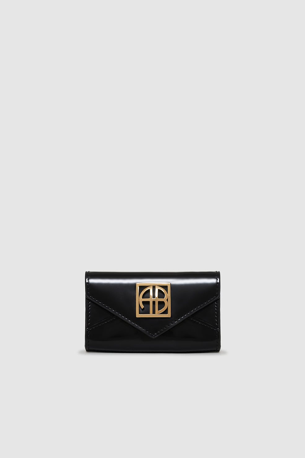 ANINE BING Elly Wallet - High-Shine Black - Front View