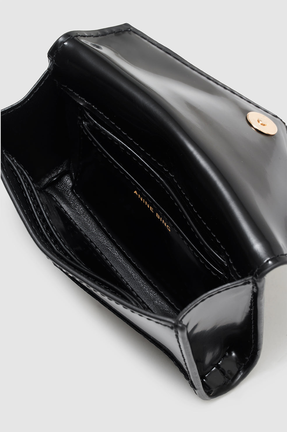 ANINE BING Elly Wallet - High-Shine Black - Detail View