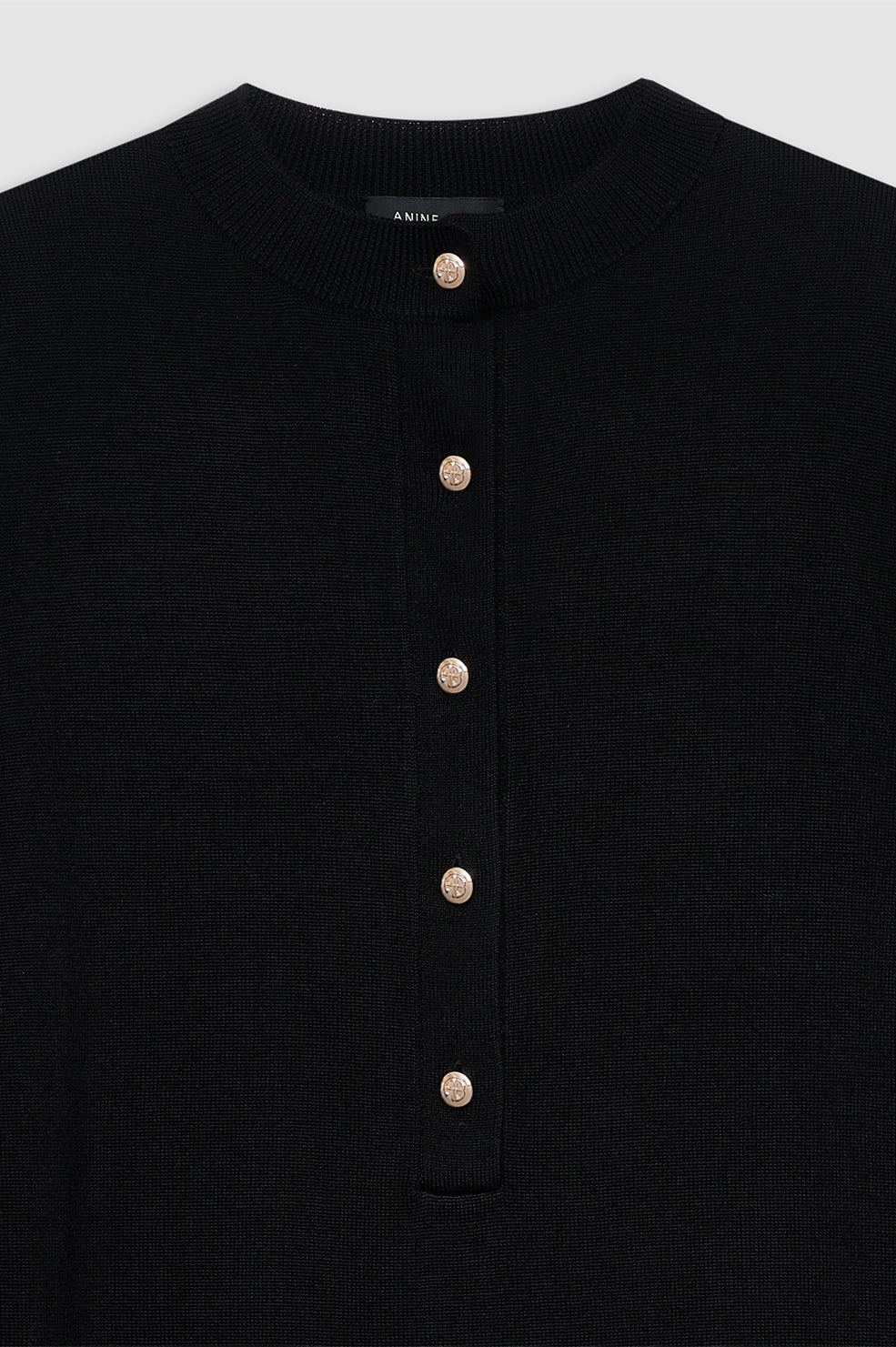 ANINE BING Ghita Dress - Black Cashmere Blend - Detail View