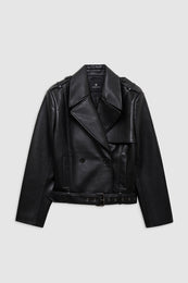 ANINE BING Greer Jacket - Black Recycled Leather - Front View