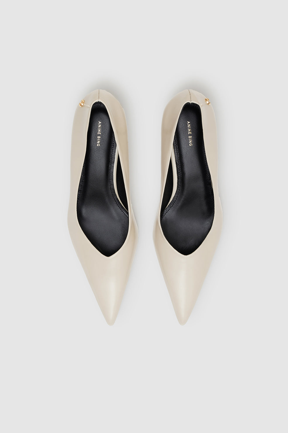 ANINE BING Hilda Pumps - High-Shine Bone - Top View