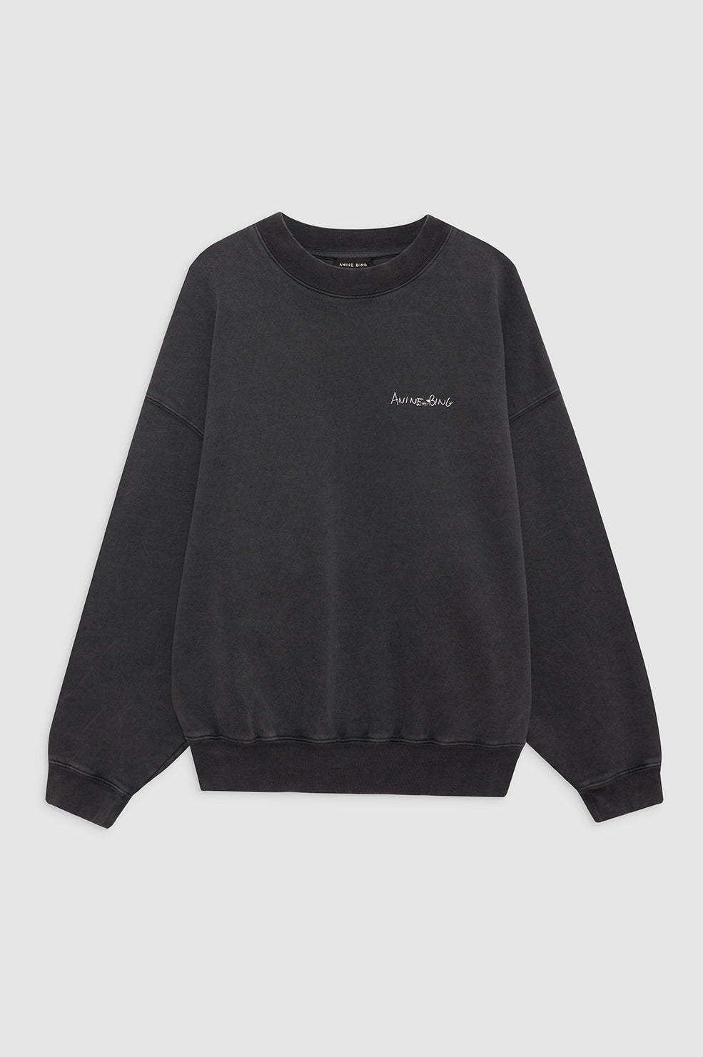 ANINE BING Jaci Sweatshirt Lyrics - Washed Black - Front View