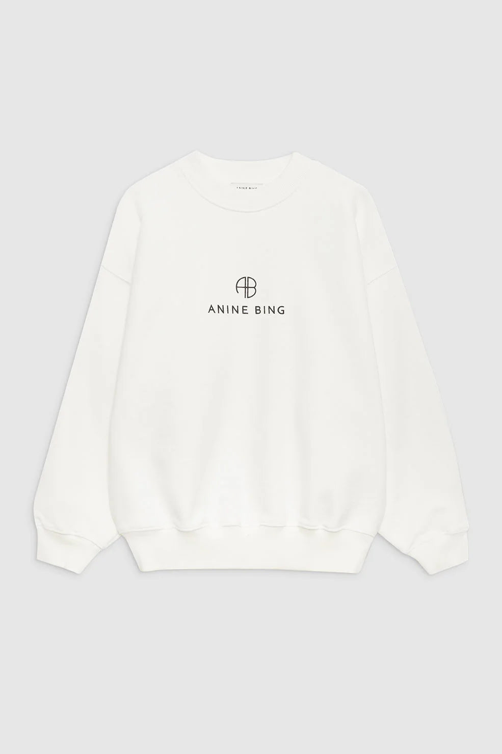 ANINE BING Jaci Sweatshirt Monogram - Ivory - Front View