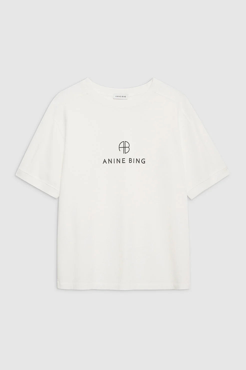 ANINE BING Jaylin Tee Monogram - Ivory - Front View