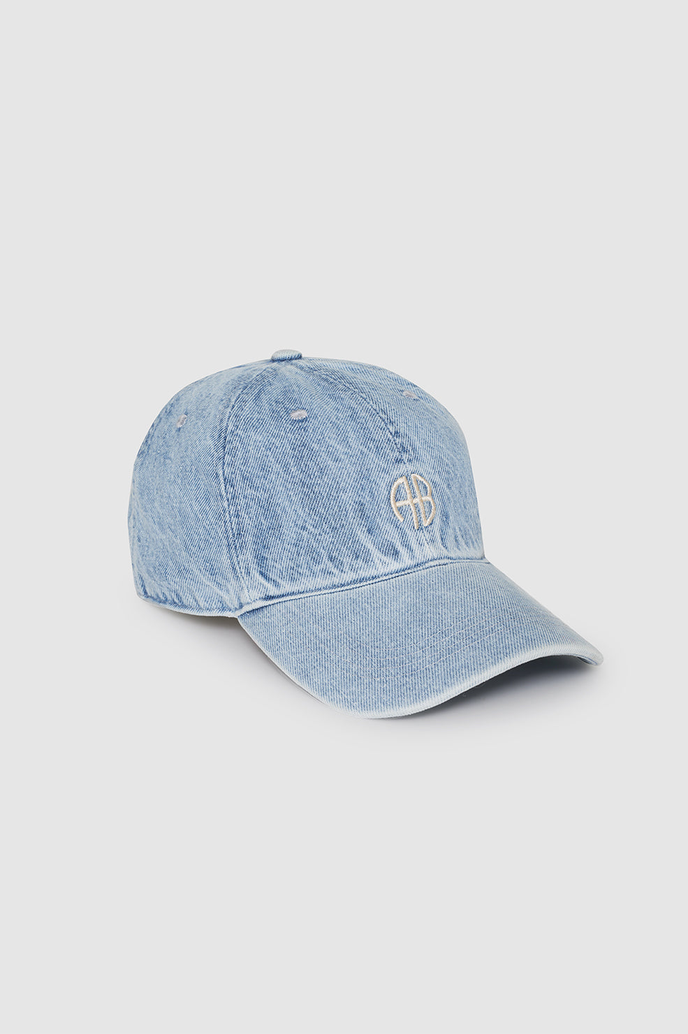 ANINE BING Jeremy Baseball Cap AB - Bleached Blue Denim - Side View