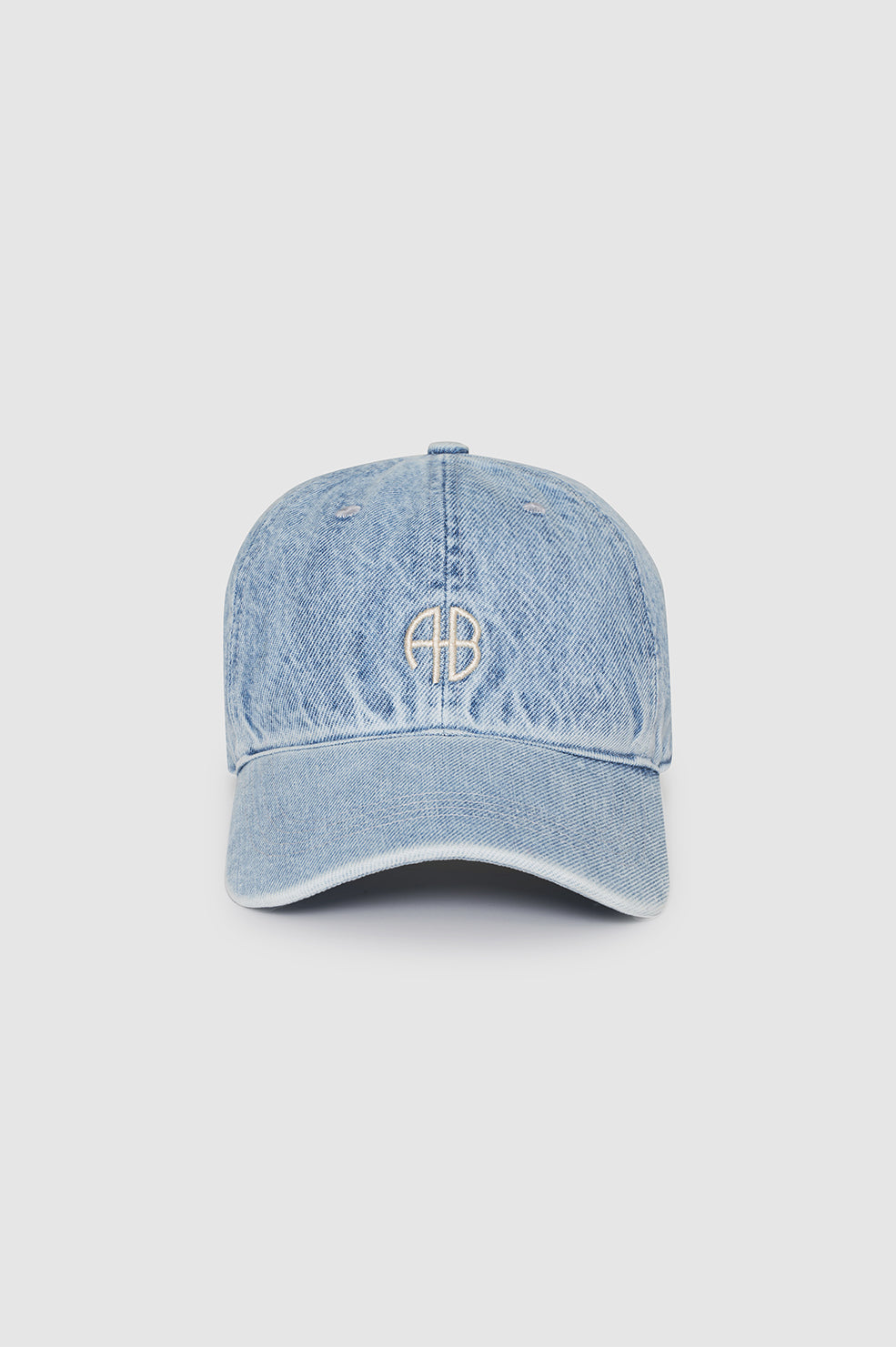 ANINE BING Jeremy Baseball Cap AB - Bleached Blue Denim - Front View