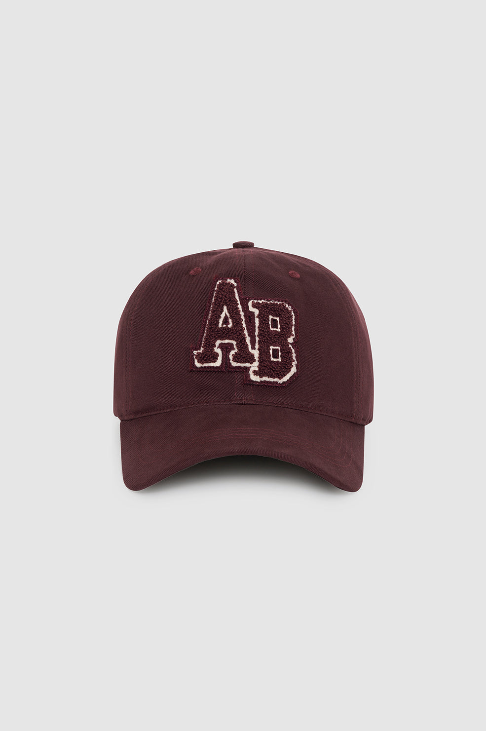 ANINE BING Jeremy Baseball Cap Letterman - Dark Burgundy - Front View