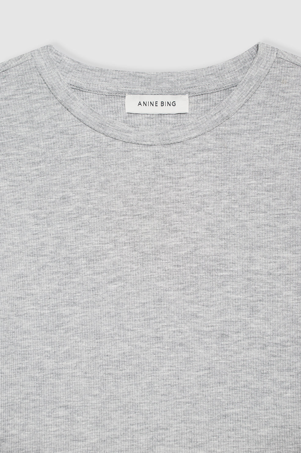 ANINE BING Jo Long Sleeve Tee - Heather Grey - Detail View