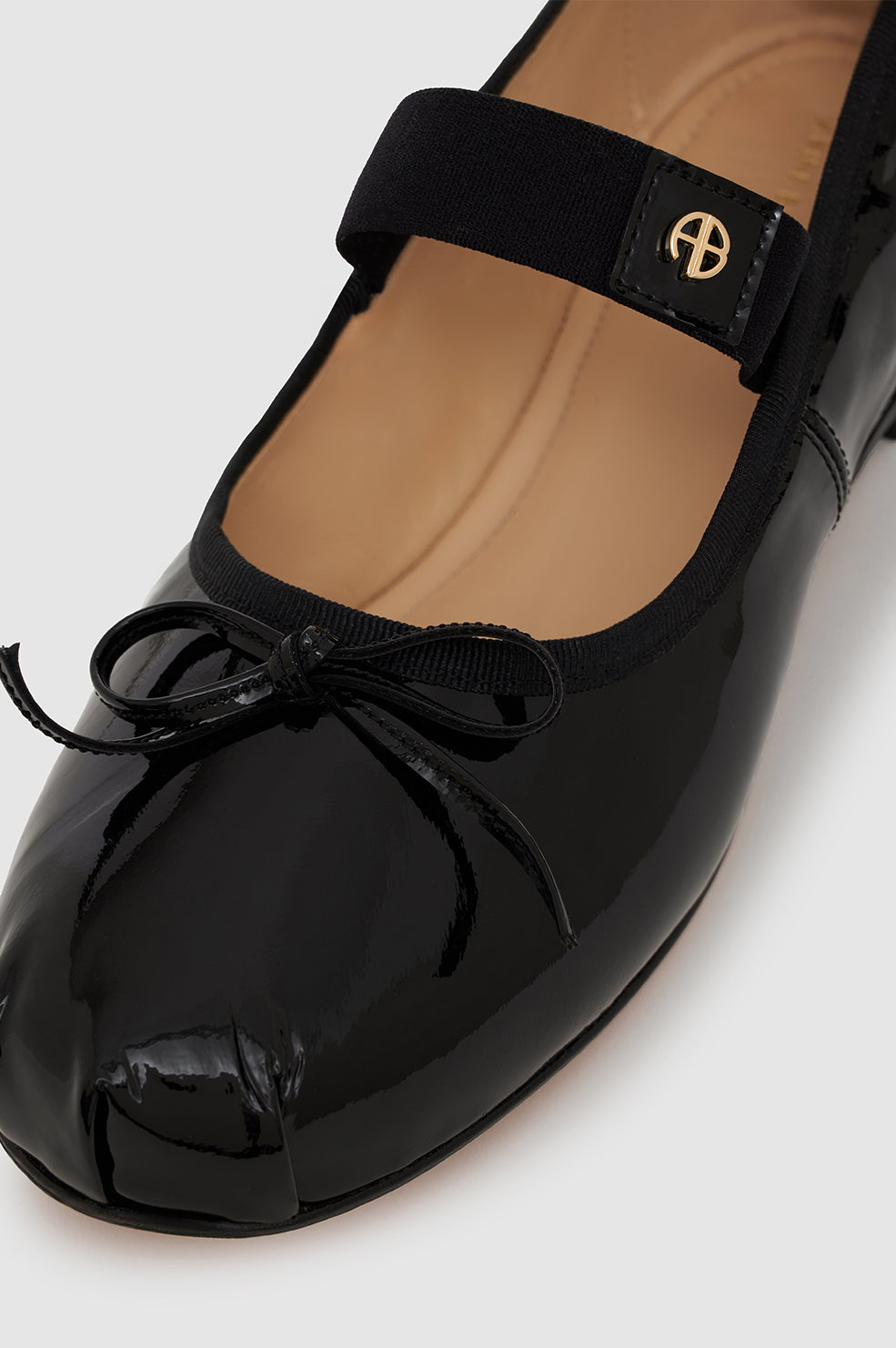 ANINE BING Jolie Flats - Black Patent - Detail View