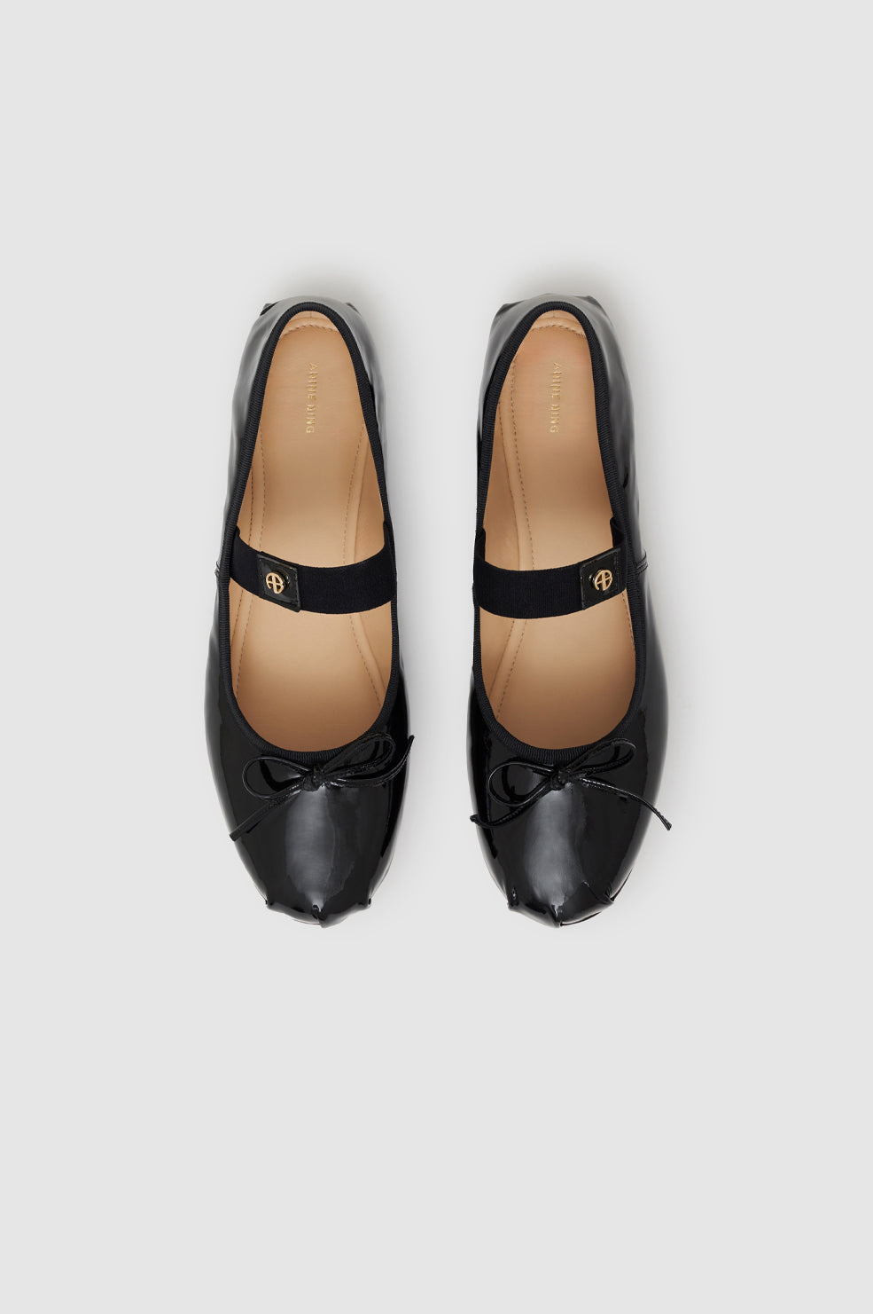 ANINE BING Jolie Flats - Black Patent - Top View