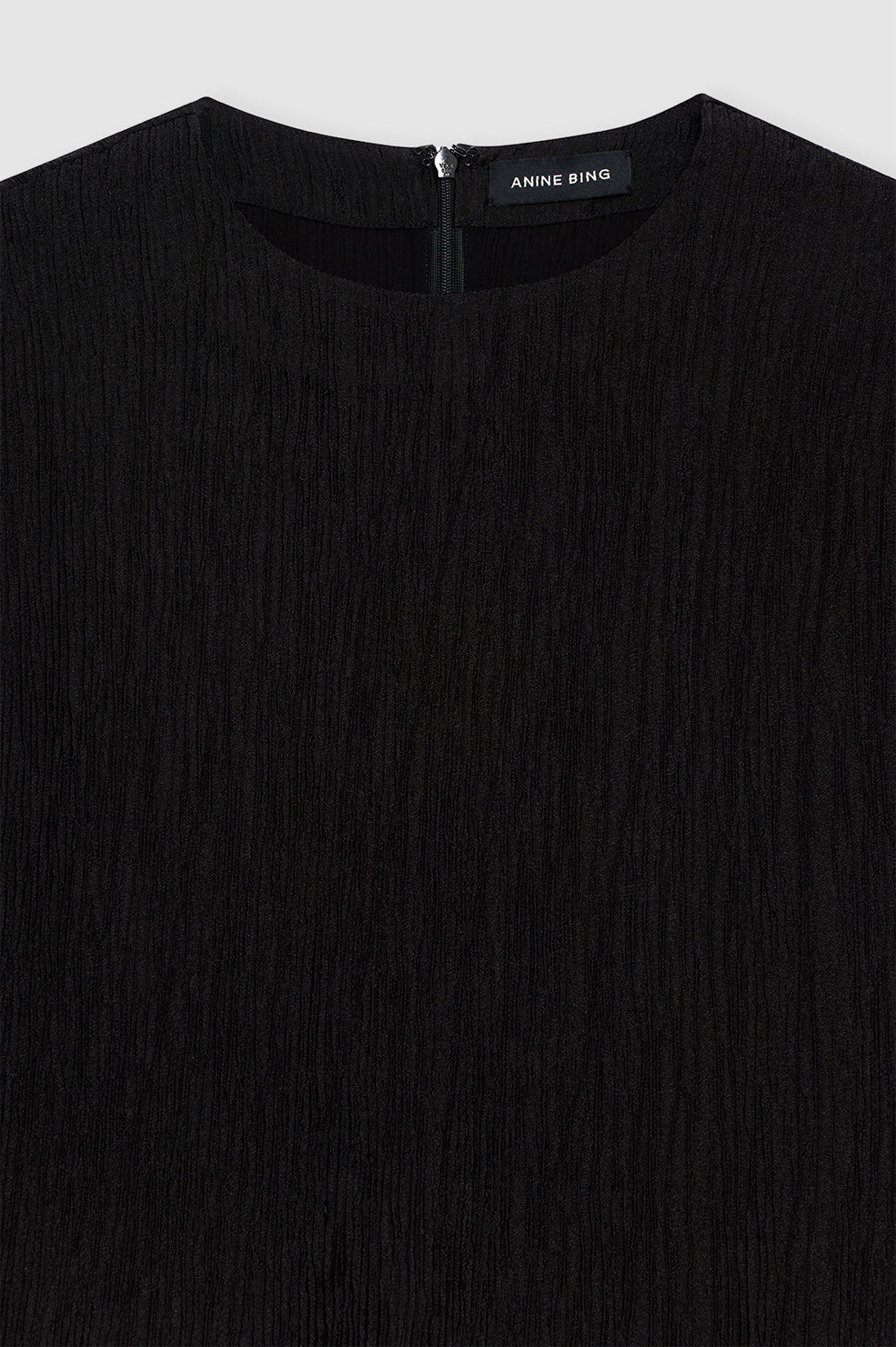 ANINE BING Jollie Top - Black Crinkle - Detail View
