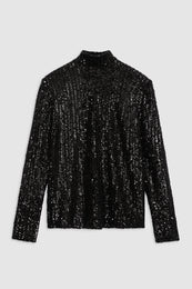 ANINE BING Josephine Top - Black Sequin - Front View