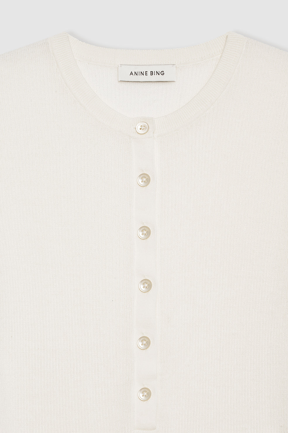 ANINE BING Katrin Long Sleeve Sweater - Ivory - Detail View