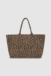 ANINE BING Leo Canvas Tote - Black And Brown Leopard - Back View