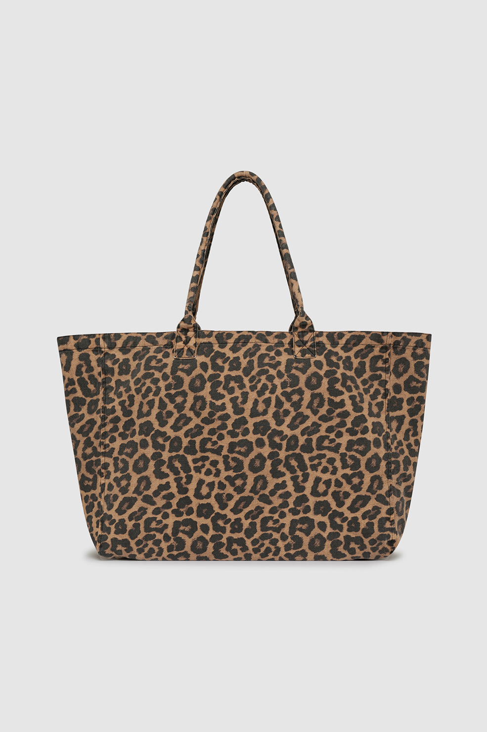 ANINE BING Leo Canvas Tote - Black And Brown Leopard - Back View