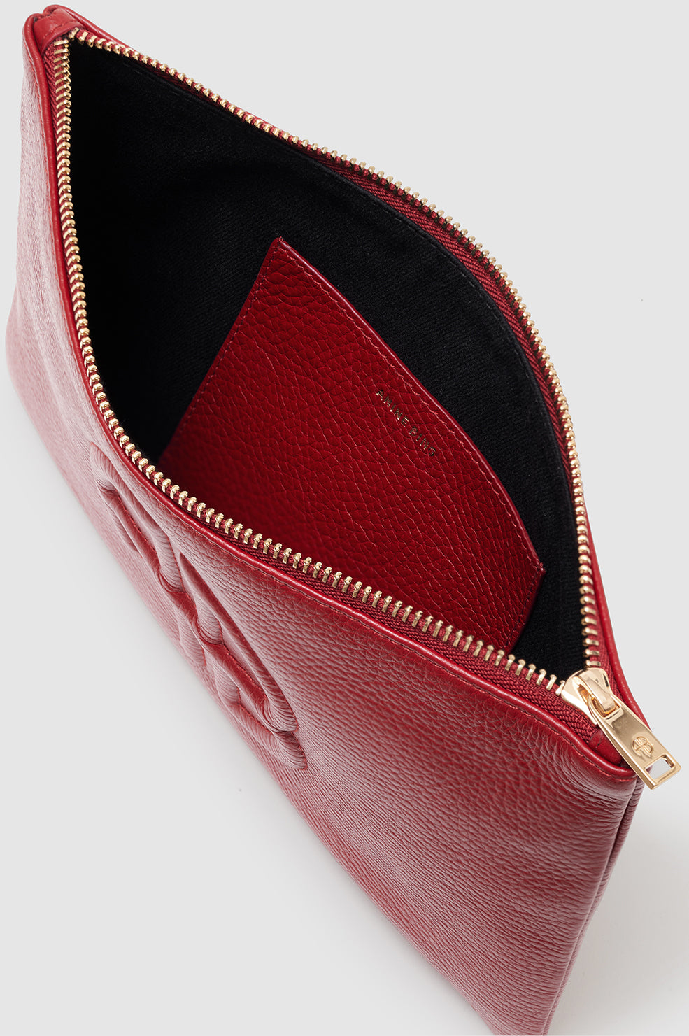 ANINE BING Lili Pouch - Red Pebbled - Inside View