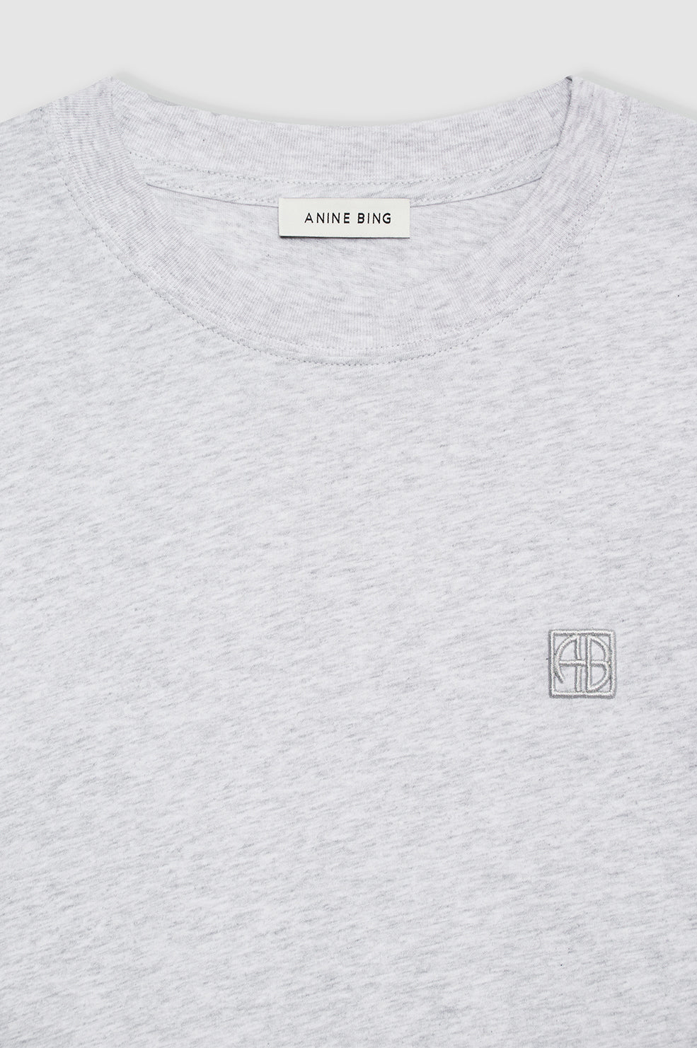 ANINE BING Lili Tee Framed Monogram - Heather Grey - Detail View