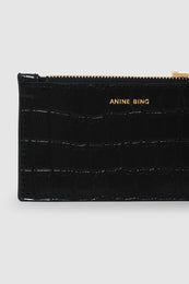 ANINE BING Lucy Card Holder - Black Embossed - Detail View