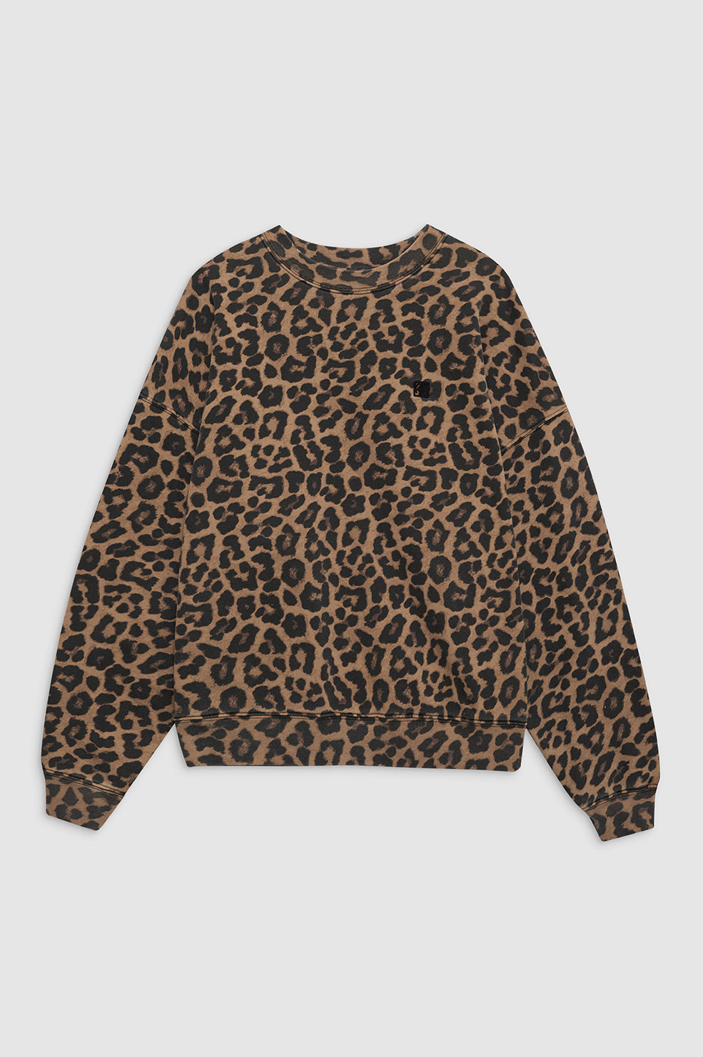 ANINE BING Miles Sweatshirt - Black And Brown Leopard - Front View