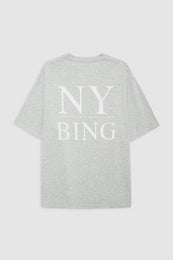 ANINE BING Myers Tee Serif NY - Washed Heather Grey - Back View